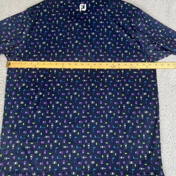 FootJoy Polo Shirt Mens XL Blue Cocktail Grapes Golf Tee All Over Print AOP - Picture 11 of 12